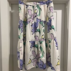 a new day A-Line Skirt - White with Pastel Floral
